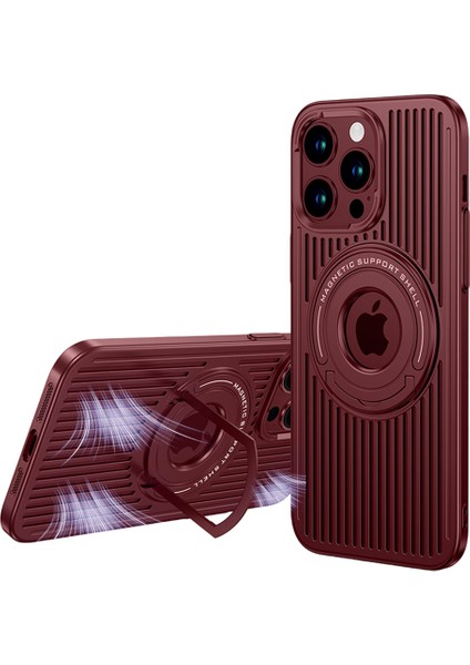 iPhone 12 Pro Max Kılıf Magsafe Özellikli Izgara Havalandırmalı Standlı Kapak