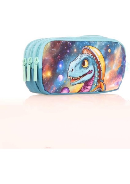 Kids 3 Bölmeli Kalem Çantası Layer Dinosaur Mavi L8184 fiyatları