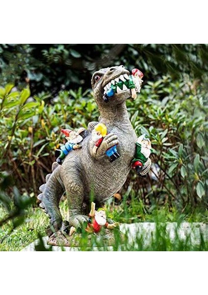 Cüceler Dinozorlara Karşı Reçine Süsler Açık Bahçe Dekorasyon El Sanatları (Yurt Dışından) modelleri