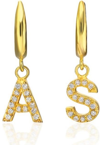 Parıldayan Taşlı Harf Küpeler