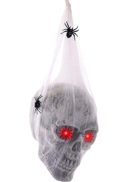 Cadılar Bayramı Korku Aydınlık Ses Kontrollü Örümcek Pamuk Kafatası Prop (Yurt Dışından)
