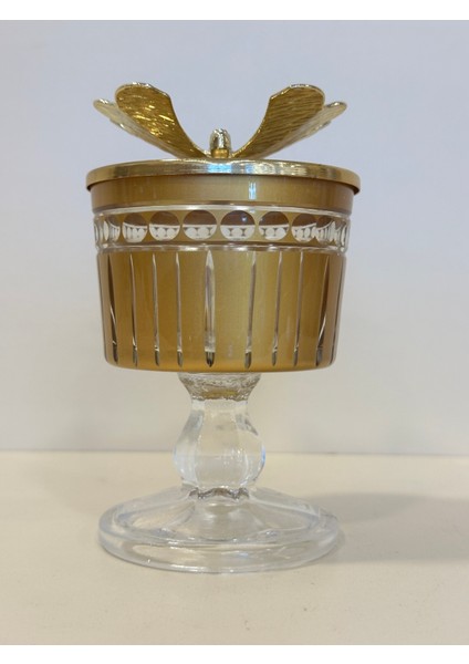 Şekerlik Ayaklı Kesme Cam Kelebek Kapaklı