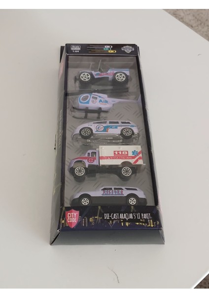 Citycode Die-Cast Oyuncak Ambulans Helikopter Araba Serisi Beyaz Mavi Kırmızı modelleri