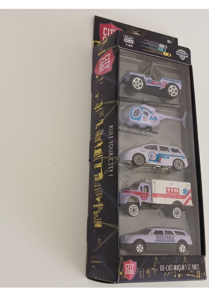 Citycode Die-Cast Oyuncak Ambulans Helikopter Araba Serisi Beyaz Mavi Kırmızı fırsatları