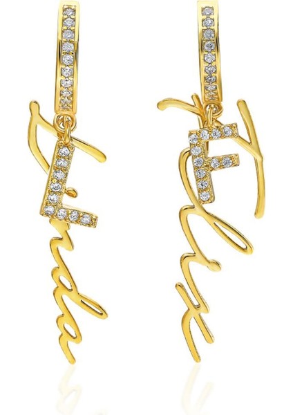 Zirkon Harf Isim Küpeleri