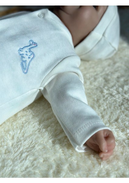 Prematüre Erkek Bebek Minik Dinazor Nakışlı Tulum ve Şapka