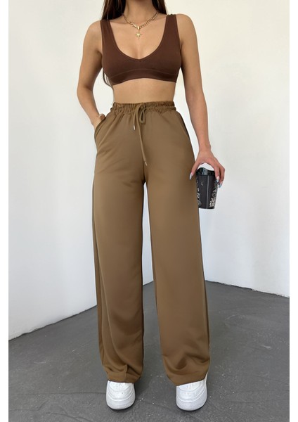 Kadın Beli Lastikli Bol Paça Mevsimlik Bürümcük Palazzo Pantolon fiyatları