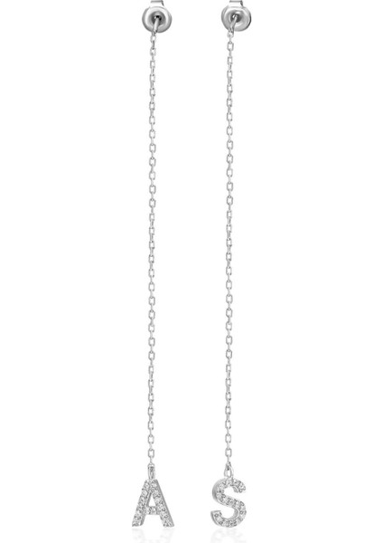 Zirkon Taşlı Sarkan Harf Küpeleri fiyatları