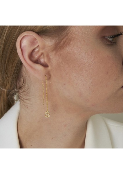 Zirkon Taşlı Sarkan Harf Küpeleri modelleri