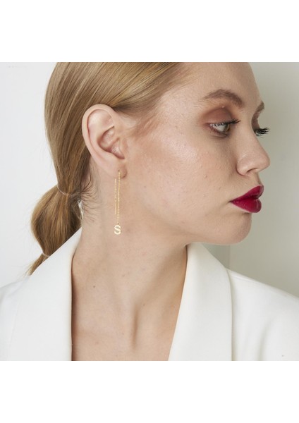 Zirkon Taşlı Sarkan Harf Küpeleri indirimleri