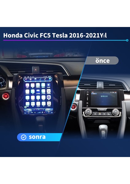 Honda Civic Fc5 Tesla 2016-2021YIL 8gb Ram 128GB Hafıza 9'7'inç Araba Android Multimedya Carplay Navigasyon Cihazı fiyatları