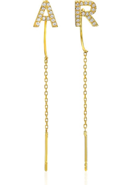 Taşlı Mektup Zinciri Küpeleri