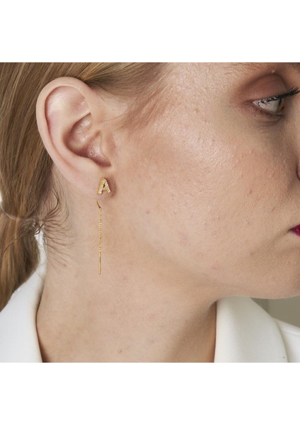 Taşlı Mektup Zinciri Küpeleri modelleri