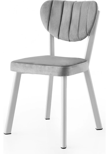 Salon Balkon ve Mutfak Sandalyesi Beyaz Metal Gövde Babyface Kumaş Gri 2 Adet fiyatları