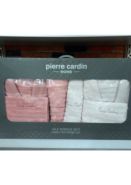 Pierre Cardin 6 Parça Jakarlı Aile Bornoz Seti-Wave Soft G.kurusu Krem