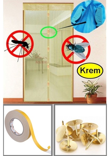 Mıknatıslı Kapı Sinekliği Sineklik Mıklatıslı Kapı Tülü Sineklik Perde 90*210 5 mt Çift Taraflı Bant