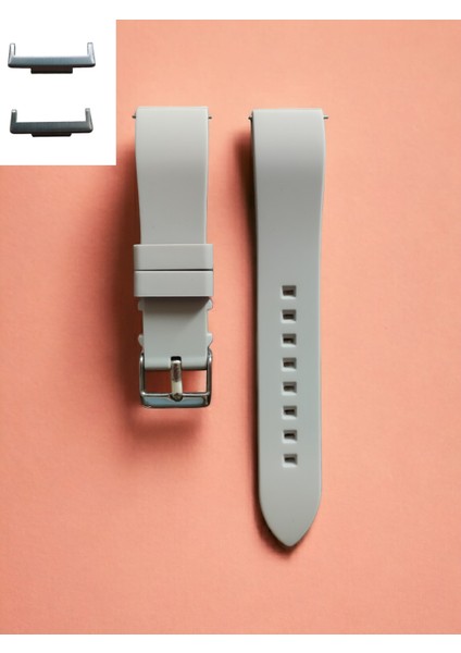 Huawei Watch Fit 3,4,4 Pro Uyumlu Premium Tokalı Silikon Kordon Pim Çevirici Aparatı ile Akıllı Pimli Gri