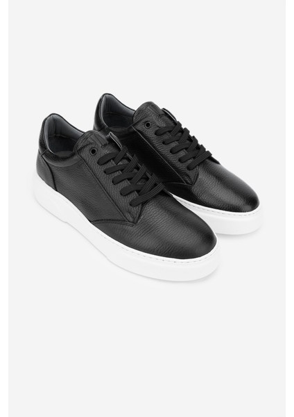 Cess Erkek Siyah Floter Deri Sneakers & Spor Ayakkabı 04 2509 Erk Ayk Y24