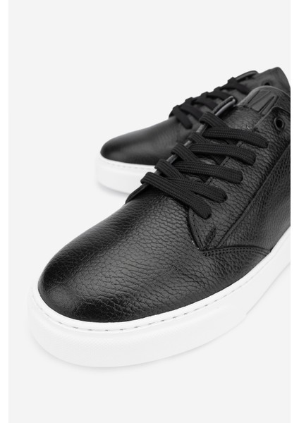 Cess Erkek Siyah Floter Deri Sneakers & Spor Ayakkabı 04 2509 Erk Ayk Y24
