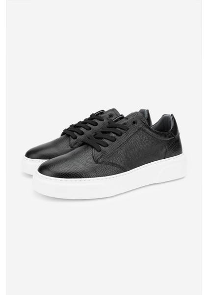 Cess Erkek Siyah Floter Deri Sneakers & Spor Ayakkabı 04 2509 Erk Ayk Y24
