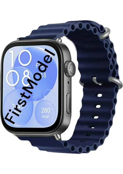 Huawei Watch Fit 3,4,4 Pro Uyumlu Ocean Silikon Kordon Pim Çevirici Aparatı ile Birlikte Akıllı Pimli Lacivert