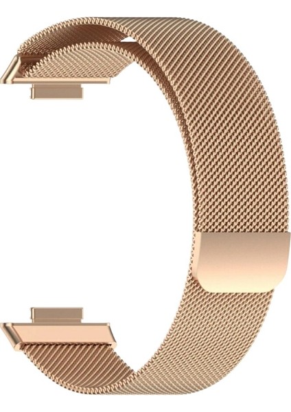 Huawei Watch Fit 3,4,4 Pro Uyumlu Milanes Loop Mıktatıslı Hasır Metal Kordon Direkt Takmalı Model Rose Gold fiyatları