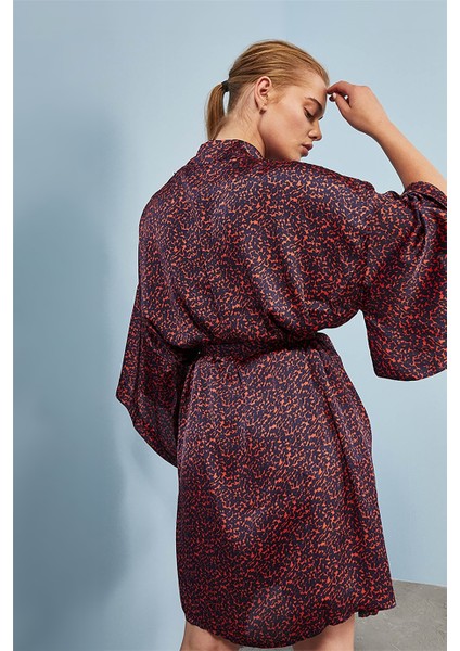 Kol Detaylı Bordo Kimono