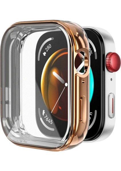 Huawei Watch Fit 3 Uyumlu Silikon Ekran ve Kasa Koruyucu Rose Gold
