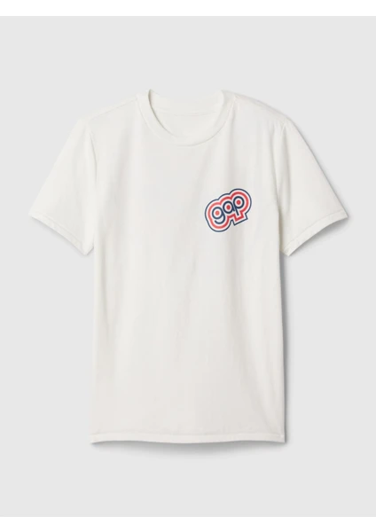 Erkek Çocuk Kırık Beyaz Gap Logo Grafikli T-Shirt