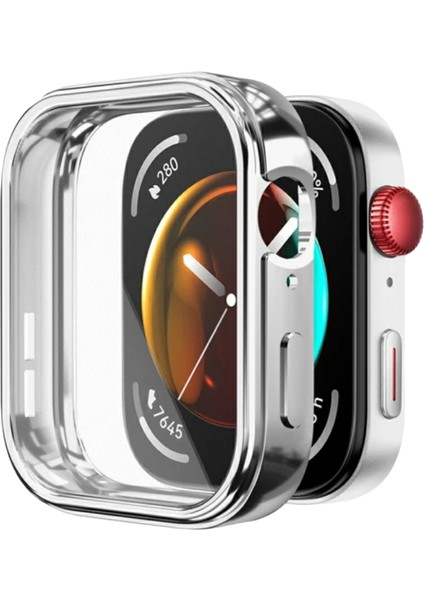 Huawei Watch Fit 3 Uyumlu Silikon Ekran ve Kasa Koruyucu Gümüş