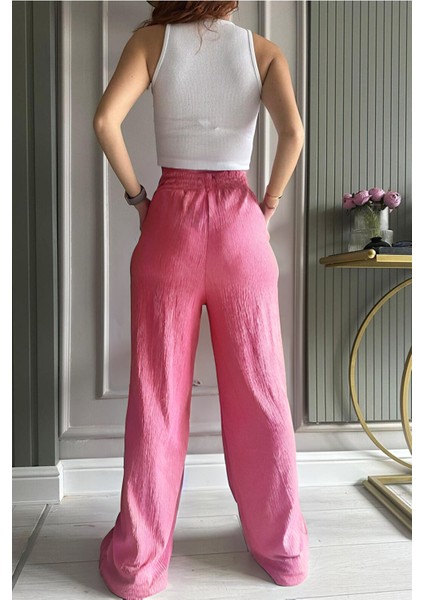 Kadın Beli Lastikli Mevsimlik Bürümcük Palazzo Pantolon fiyatları