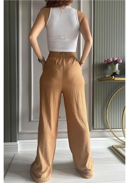 Kadın Beli Lastikli Mevsimlik Bürümcük Palazzo Pantolon fiyatları