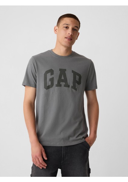 Erkek Koyu Gri Gap Logo T-Shirt