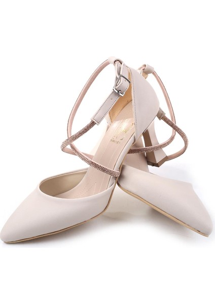 901 Kadın Saten Taş Detaylı 7,5 cm Topuklu Ayakkabı fırsatları