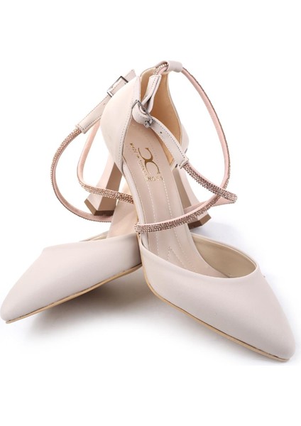 901 Kadın Saten Taş Detaylı 7,5 cm Topuklu Ayakkabı indirimleri