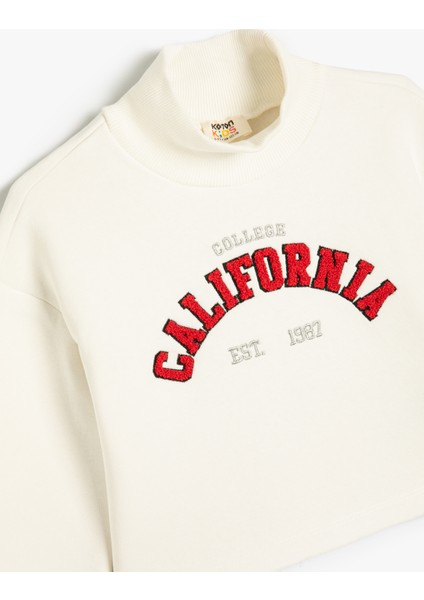 Crop Oversize Kolej Sweatshirt Dik Yaka Şardonlu modelleri