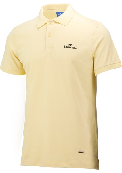 Erkek Polo Yaka Yumuşak Dokulu, Kol Bantlı Sarı T-Shirt