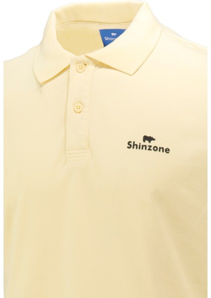 Erkek Polo Yaka Yumuşak Dokulu, Kol Bantlı Sarı T-Shirt