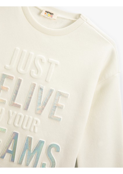 Sweatshirt Uzun Kollu Bisiklet Yaka Parlak Baskılı Slogan Temalı modelleri