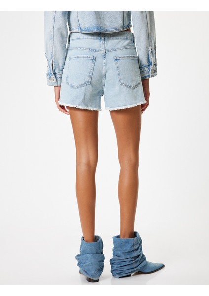 Mini Kot Şort Taş Detaylı Püsküllü Paça Düğmeli Rahat Kalıp fırsatları