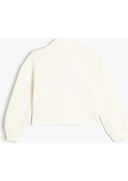 Crop Oversize Kolej Sweatshirt Dik Yaka Şardonlu fiyatları