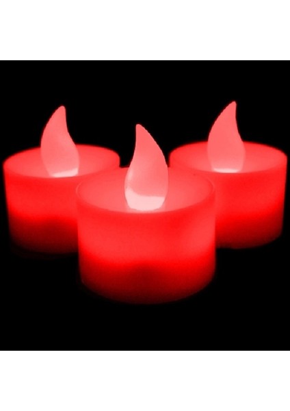 48 Pcs Red Light Candles 48 Adet Kırmızı LED Işıklı Mum Kırmızı LED Mum Metalik Kırmızı Işıklı Mum