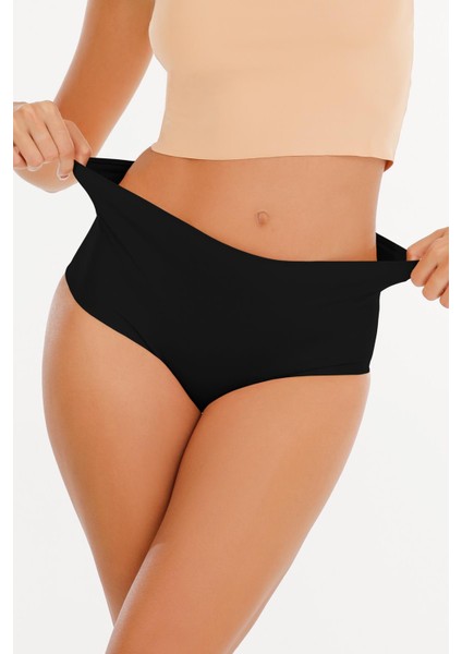 Kadın Yüksek Bel Lazer Kesim (Beli Lastikli) 5li Külot Set - KTS2035 5-SİYAH modelleri