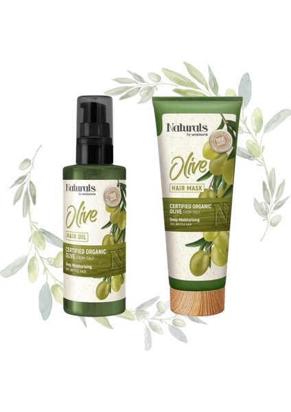 Naturals By Watsons Saç Bakım Yağı Olive 100 ml - Saç Maskesi 200 ml 2li Set