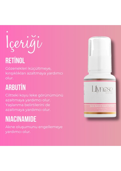 Yaşlanma Önleyici Yenileyici Nemlendirici Gece Bakım Kremi Retinol