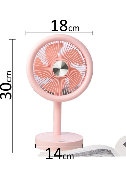 Coverzone Taşınabilir Mini USB Fan Evde Ofiste Masaüstü 4 Kademeli Dönebilen Başlıklı Lityum Şarj Edilebilir Mini Vantilatör Soğutucu 30CM Mini Fan YS2283 - Bej