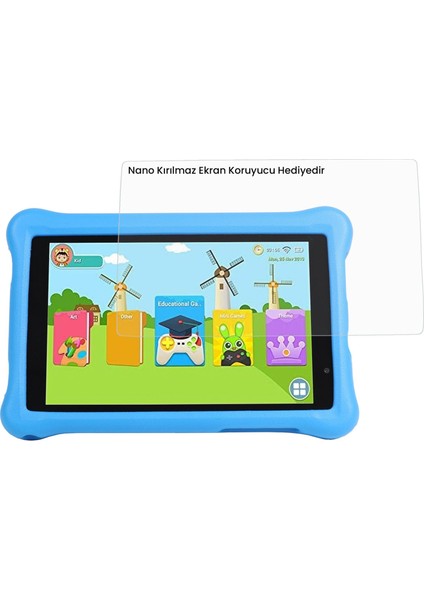 Npo 8" IPS Ekran 4gb 64GB Android 13.0 A133P 1.8ghz Antişok Çocuk Tableti Kids Tablet Mavi RS407+