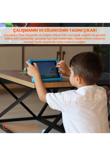 Npo 8" IPS Ekran 4gb 64GB Android 13.0 A133P 1.8ghz Antişok Çocuk Tableti Kids Tablet Mavi RS407+