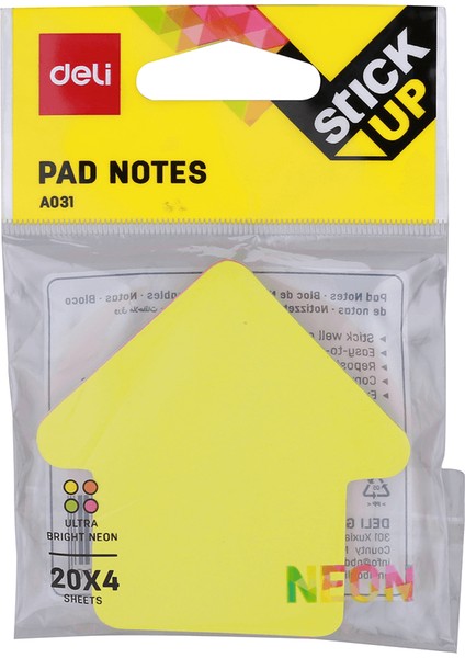 Yapışkanlı Not Kağıdı 4X20YP Renk Ultra Neon A03102