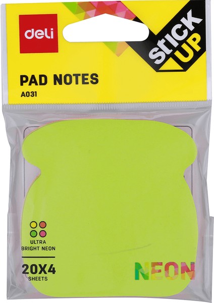Yapışkanlı Not Kağıdı 4X20YP Renk Ultra Neon A03102